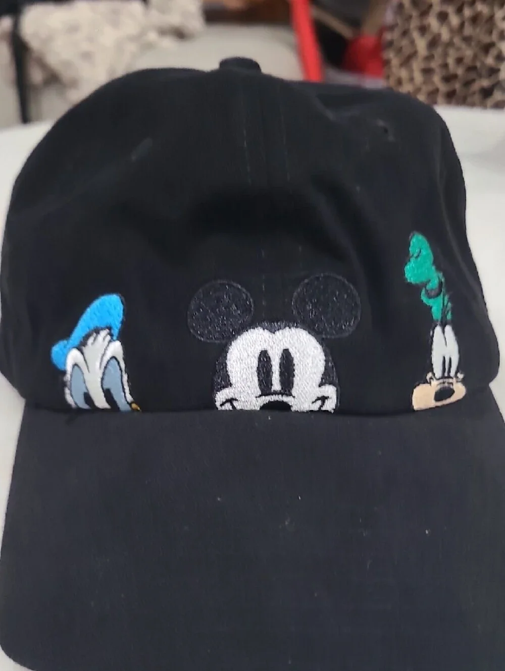 Disney Black Baseball Cap with Mickey, Donald & Goofy Embroidered Faces